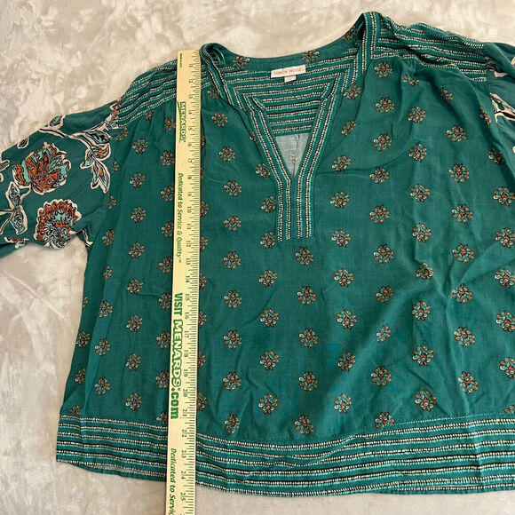 Knox Rose Shirt Womens XXL Green/Blue Boho Floral Print Blouse Lightweight Comfy - Picture 8 of 11